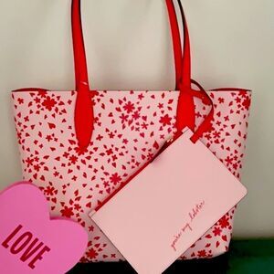 KATE SPADE NWT LOVE SHACK SMALL REVERSIBLE TOTE BAG WITH DETACHABLE WRISTLET